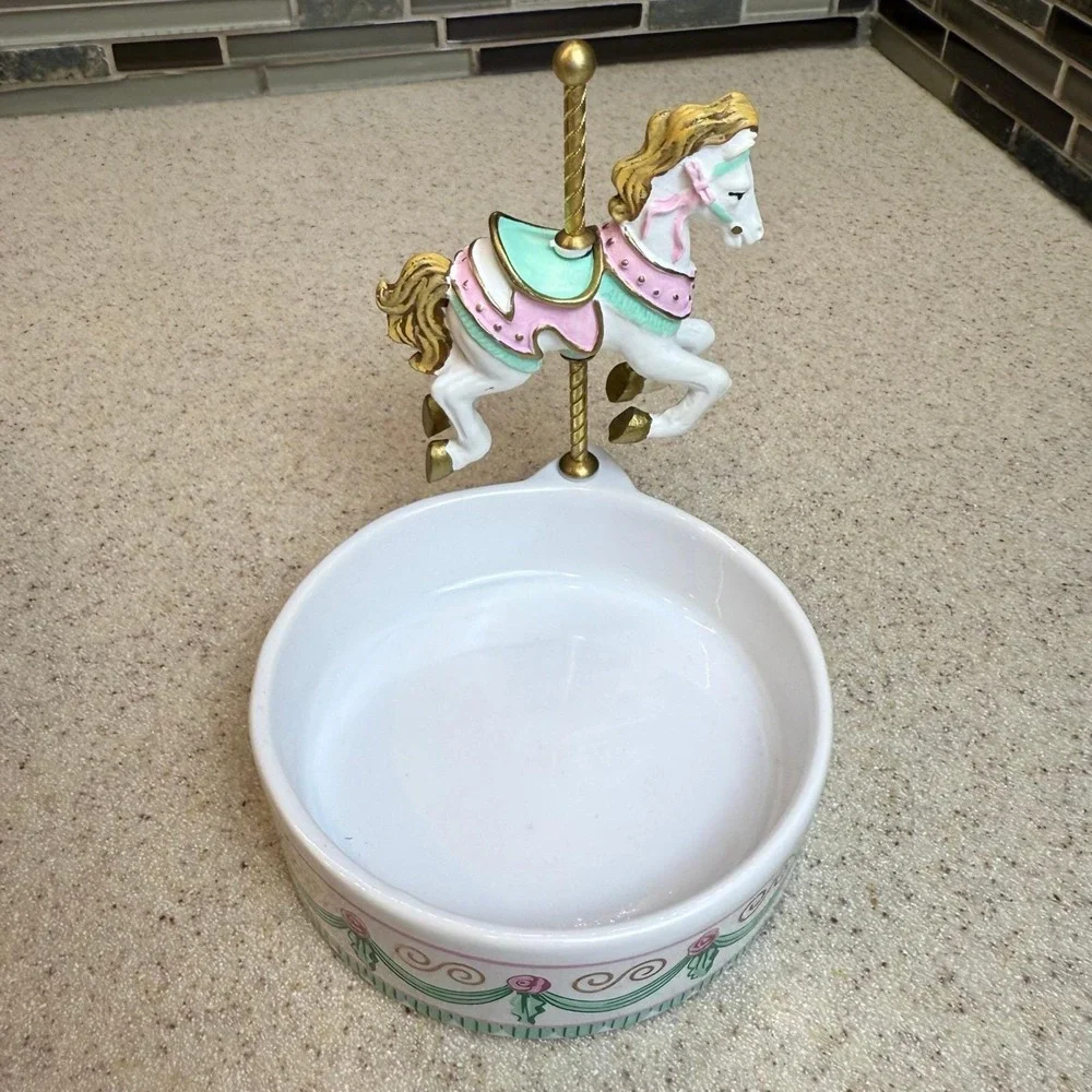 Vintage JSNY Carrousel Candy Dish Handpainted Carousel‎ Horse Trinket Bowl 9078